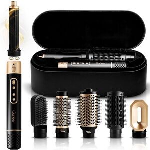 Curlee Obsidian Black 6 in 1 Air Styling Dryer Brush Hair Tool